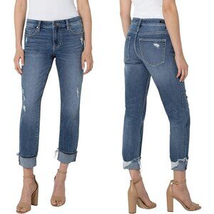 Liverpool Jeans Morgan Capri Wide Cuff Distressed Stretch Denim SZ 4/27